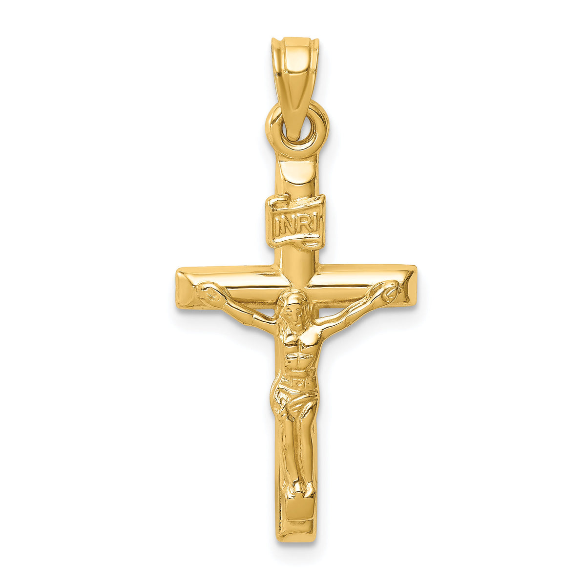 14k Hollow Crucifix Pendant-XR1841
