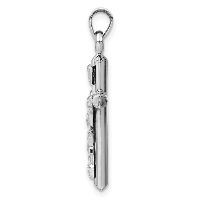14k White Gold Hollow Crucifix Pendant-XR1841W