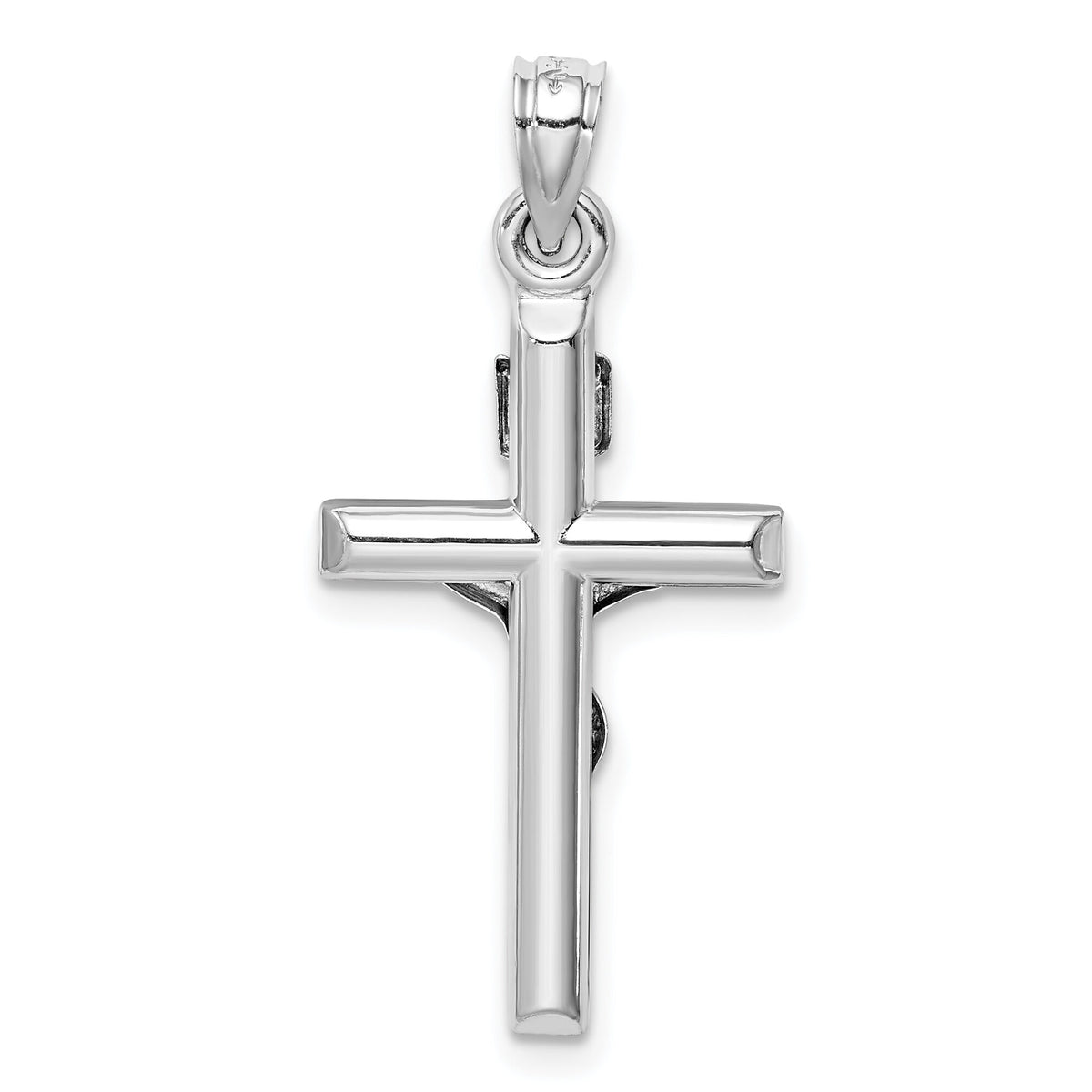 14k White Gold Hollow Crucifix Pendant-XR1841W