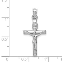 14k White Gold Hollow Crucifix Pendant-XR1841W