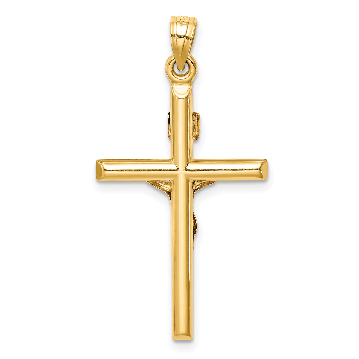 14k Hollow Crucifix Pendant-XR1842