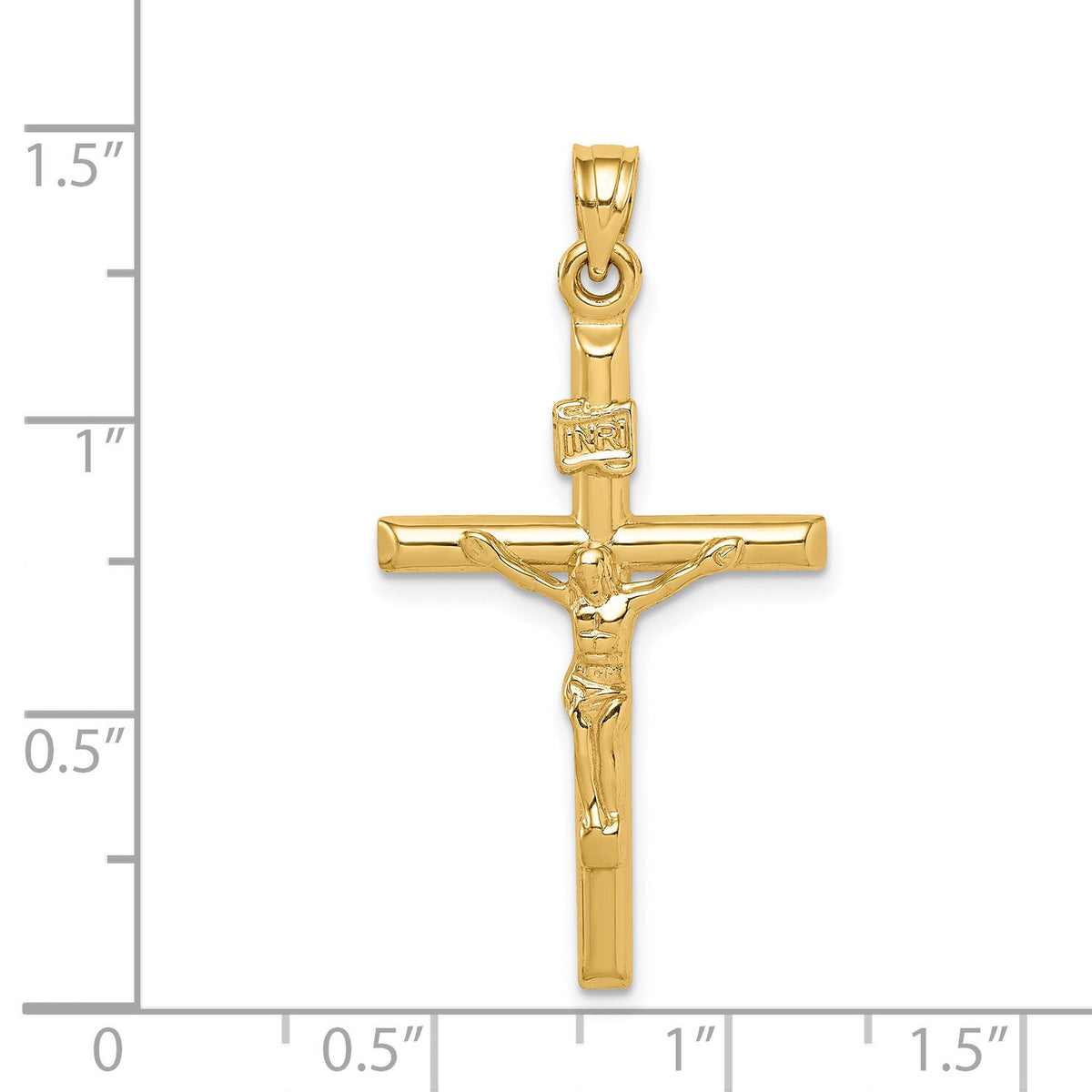 14k Hollow Crucifix Pendant-XR1842