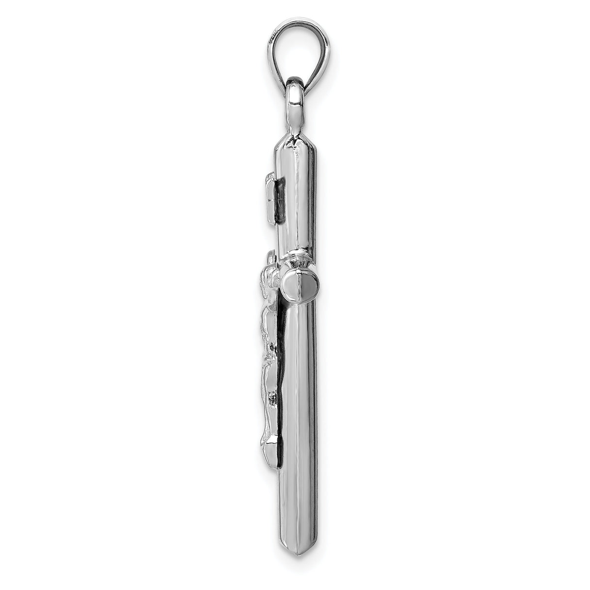14k White Gold Hollow Crucifix Pendant-XR1842W