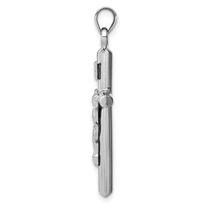 14k White Gold Hollow Crucifix Pendant-XR1842W