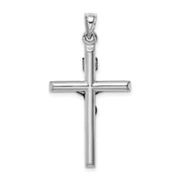 14k White Gold Hollow Crucifix Pendant-XR1842W