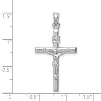 14k White Gold Hollow Crucifix Pendant-XR1842W