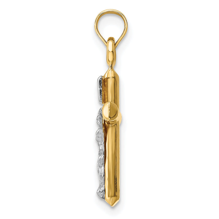 14k Two-tone Hollow Crucifix Pendant-XR1844