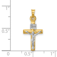 14k Two-tone Hollow Crucifix Pendant-XR1844