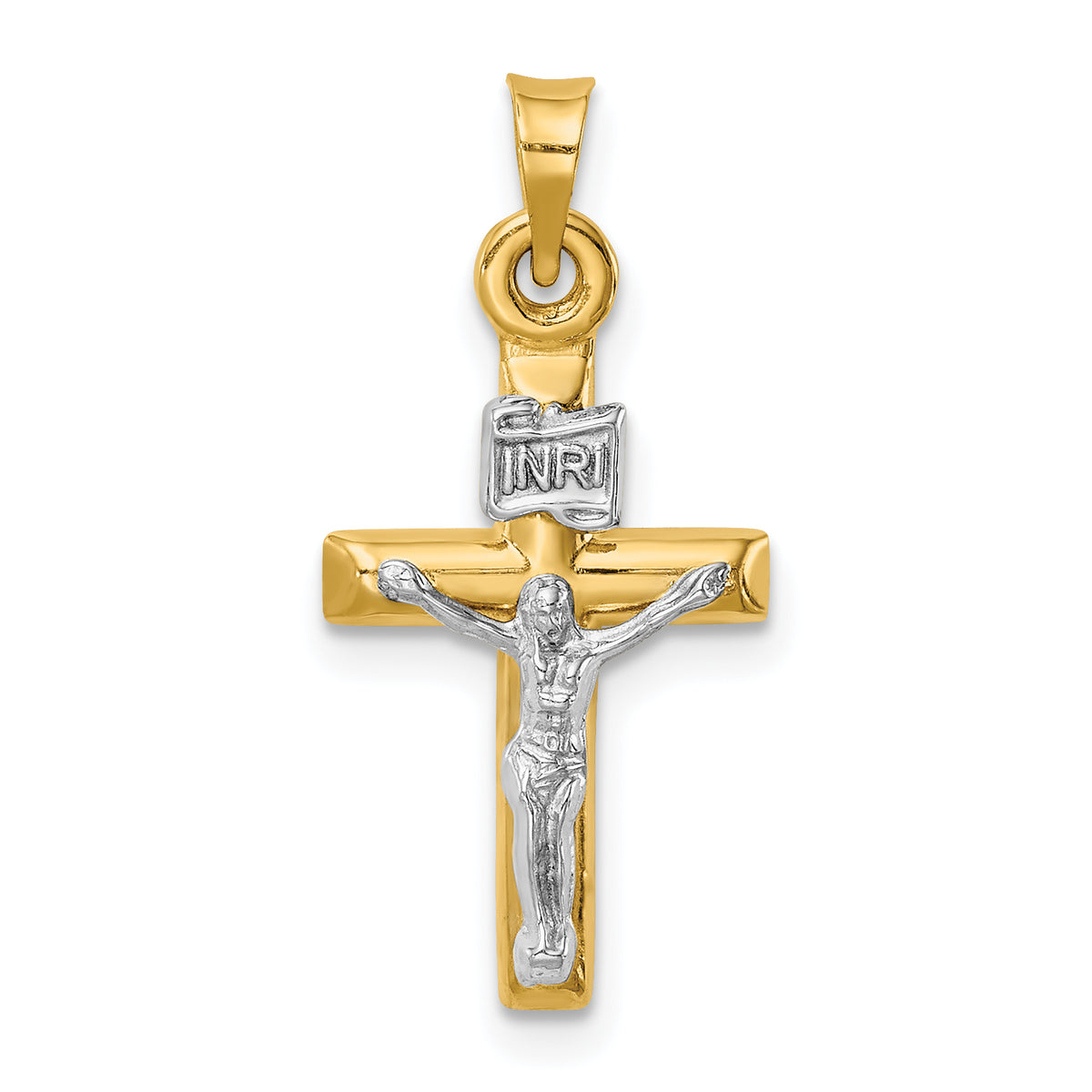 14k Two-tone Hollow Crucifix Pendant-XR1844
