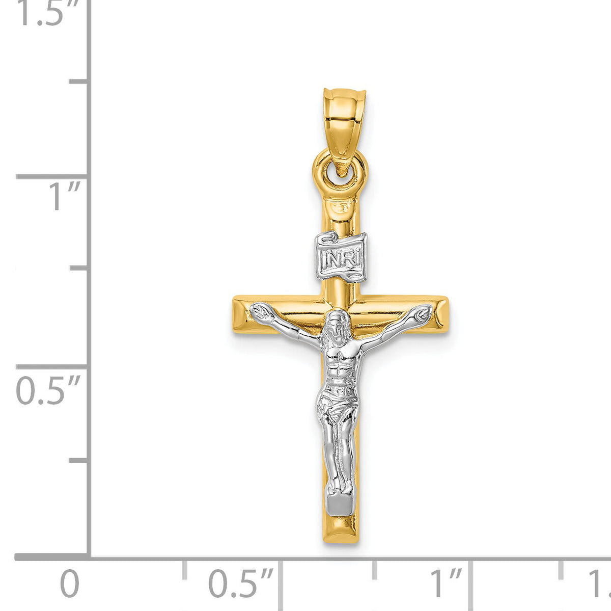 14k Two-tone Hollow Crucifix Pendant-XR1845