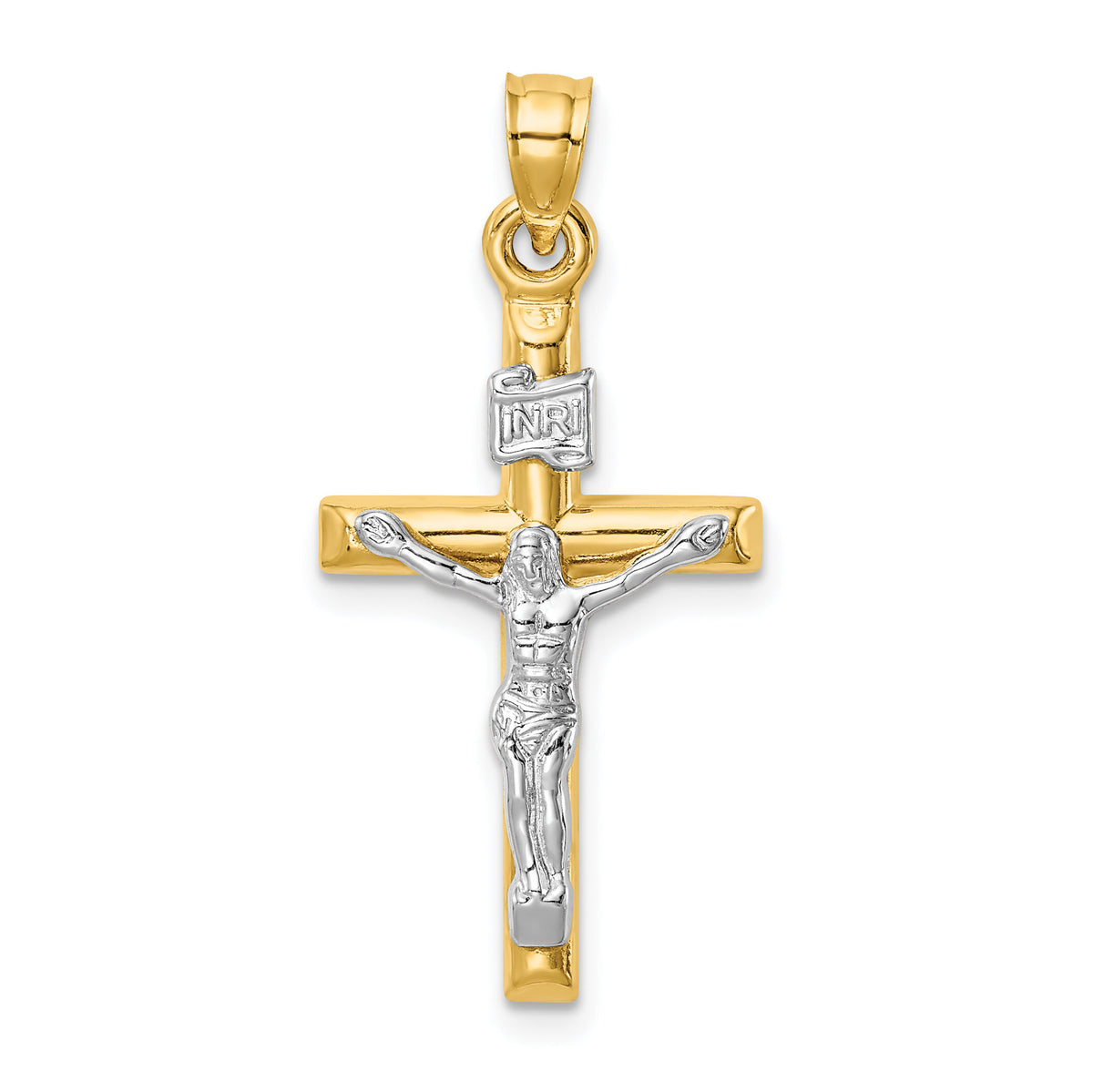14k Two-tone Hollow Crucifix Pendant-XR1845
