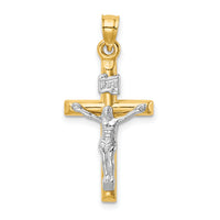 14k Two-tone Hollow Crucifix Pendant-XR1845