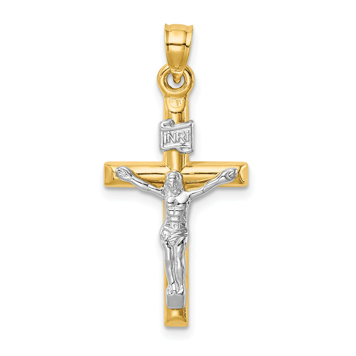 14k Two-tone Hollow Crucifix Pendant-XR1845