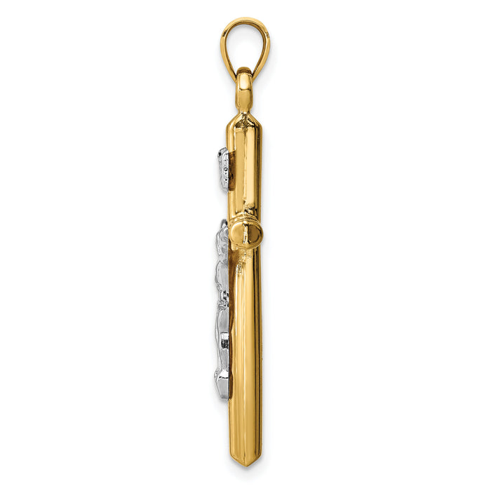 14k Two-tone Hollow Crucifix Pendant-XR1846