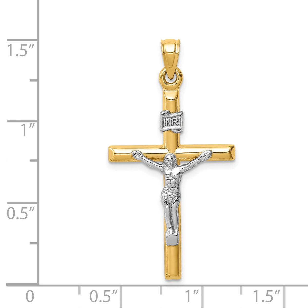 14k Two-tone Hollow Crucifix Pendant-XR1846