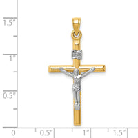 14k Two-tone Hollow Crucifix Pendant-XR1846