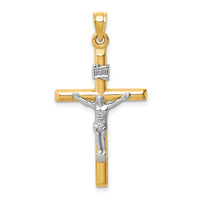 14k Two-tone Hollow Crucifix Pendant-XR1846