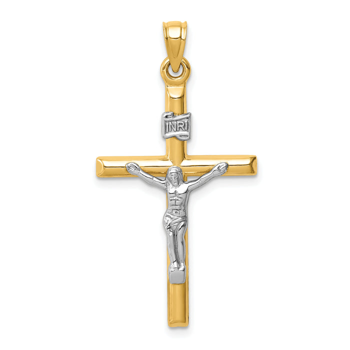 14k Two-tone Hollow Crucifix Pendant-XR1846