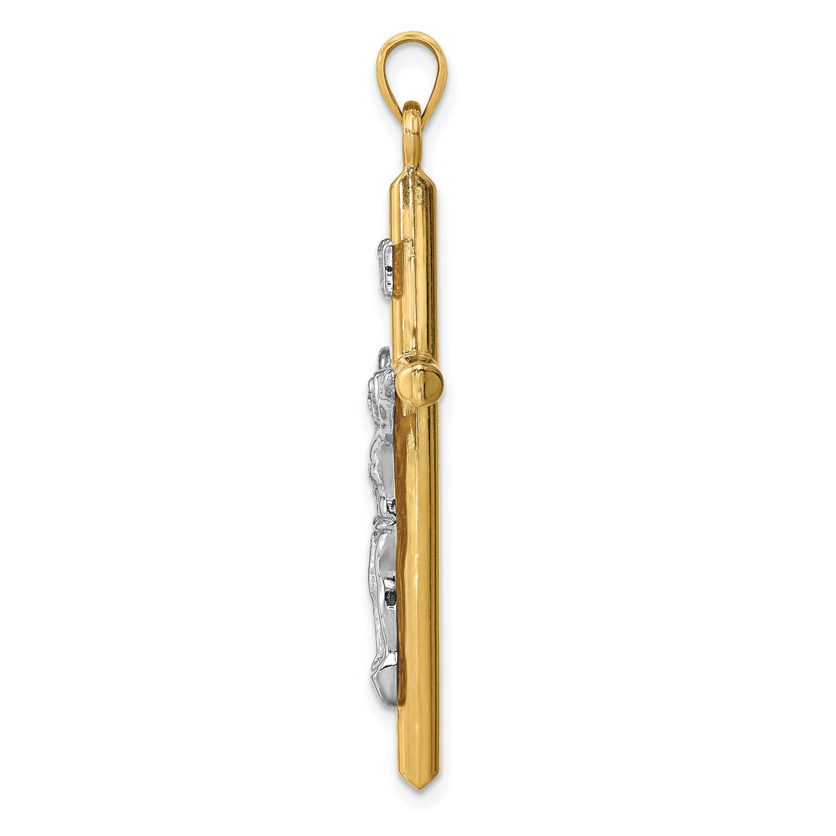 14k Two-tone Hollow Crucifix Pendant-XR1847