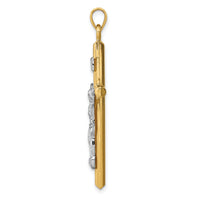 14k Two-tone Hollow Crucifix Pendant-XR1847