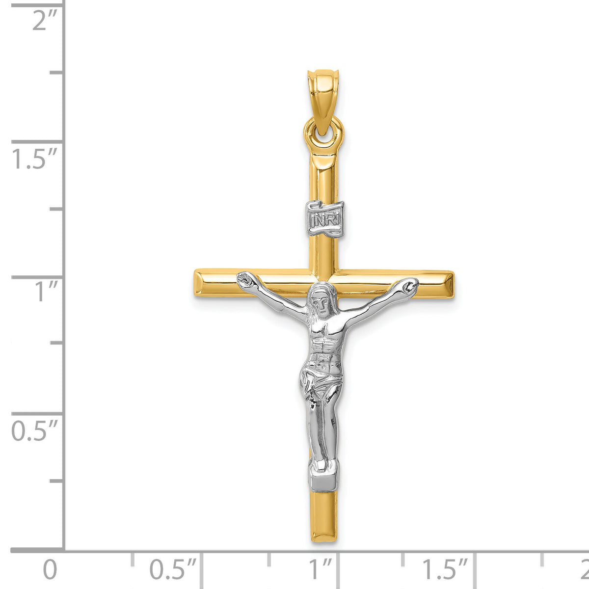 14k Two-tone Hollow Crucifix Pendant-XR1847