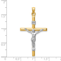 14k Two-tone Hollow Crucifix Pendant-XR1847