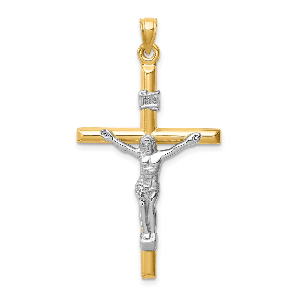 14k Two-tone Hollow Crucifix Pendant-XR1847