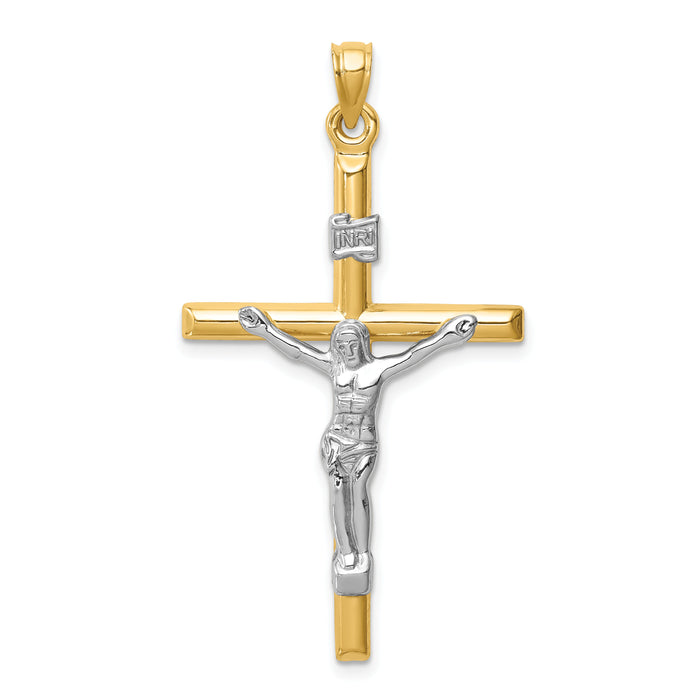 14k Two-tone Hollow Crucifix Pendant-XR1847