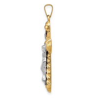 14k Two-tone Hollow Polished Chevron Design Crucifix-XR1855