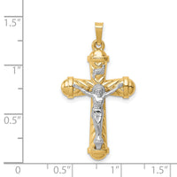 14k Two-tone Hollow Polished Chevron Design Crucifix-XR1855