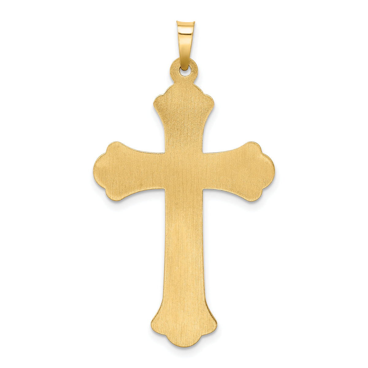 14k Two-tone Hollow Polished Woven Fleur de Lis Crucifix-XR1858