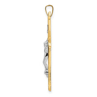 14k Two-tone Polished Solid Fancy INRI Crucifix Pendant-XR1861