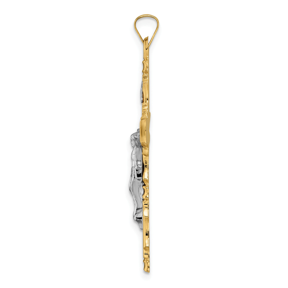 14k Two-tone Solid INRI Crucifix Pendant-XR1863