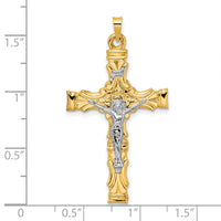 14k Two-tone Solid INRI Crucifix Pendant-XR1863
