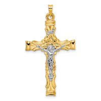14k Two-tone Solid INRI Crucifix Pendant-XR1863