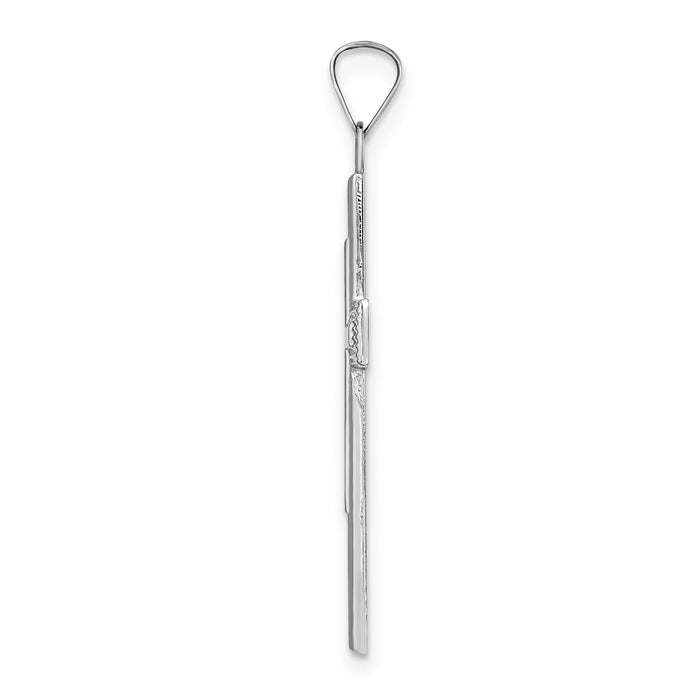 14k White Gold Polished Solid Striped Double Cross Pendant-XR1866