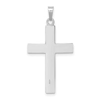 14k White Gold Polished Solid Striped Double Cross Pendant-XR1866