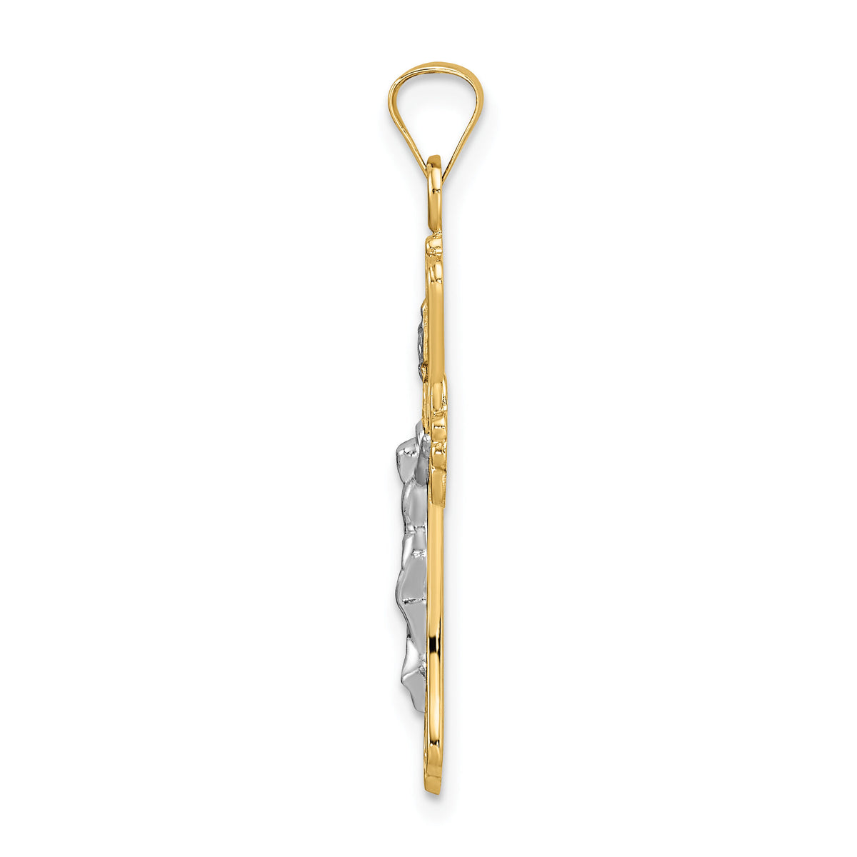 14k Two-tone Polished Solid INRI Crucifix Pendant-XR1867