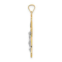 14k Two-tone Polished Solid INRI Crucifix Pendant-XR1867