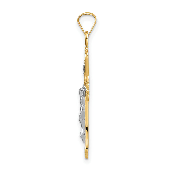 14k Two-tone Polished Solid INRI Crucifix Pendant-XR1867