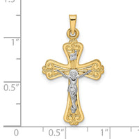 14k Two-tone Polished Solid INRI Crucifix Pendant-XR1867