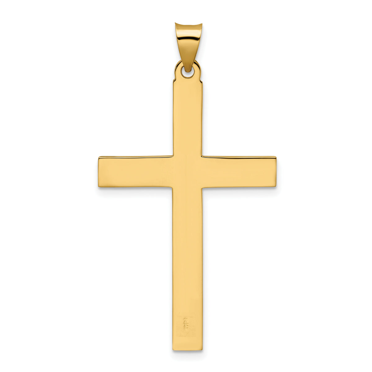 14k Polished and Line Design Solid Cross Pendant-XR1868