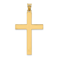 14k Polished and Line Design Solid Cross Pendant-XR1868