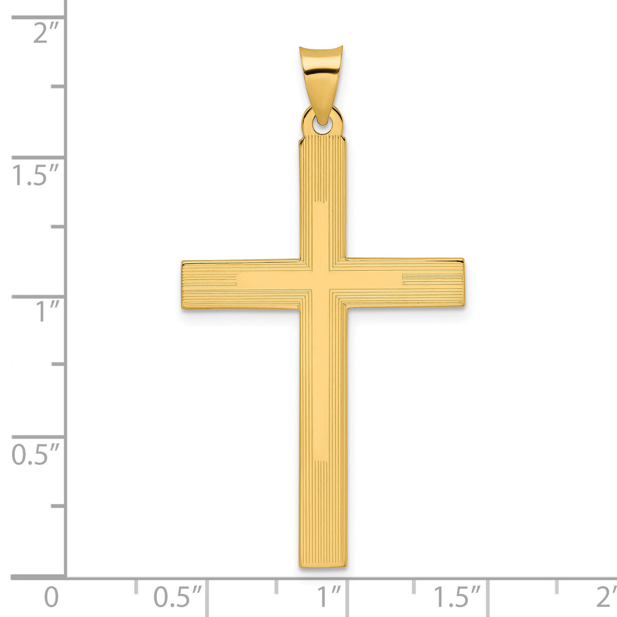 14k Polished and Line Design Solid Cross Pendant-XR1868