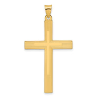 14k Polished and Line Design Solid Cross Pendant-XR1868