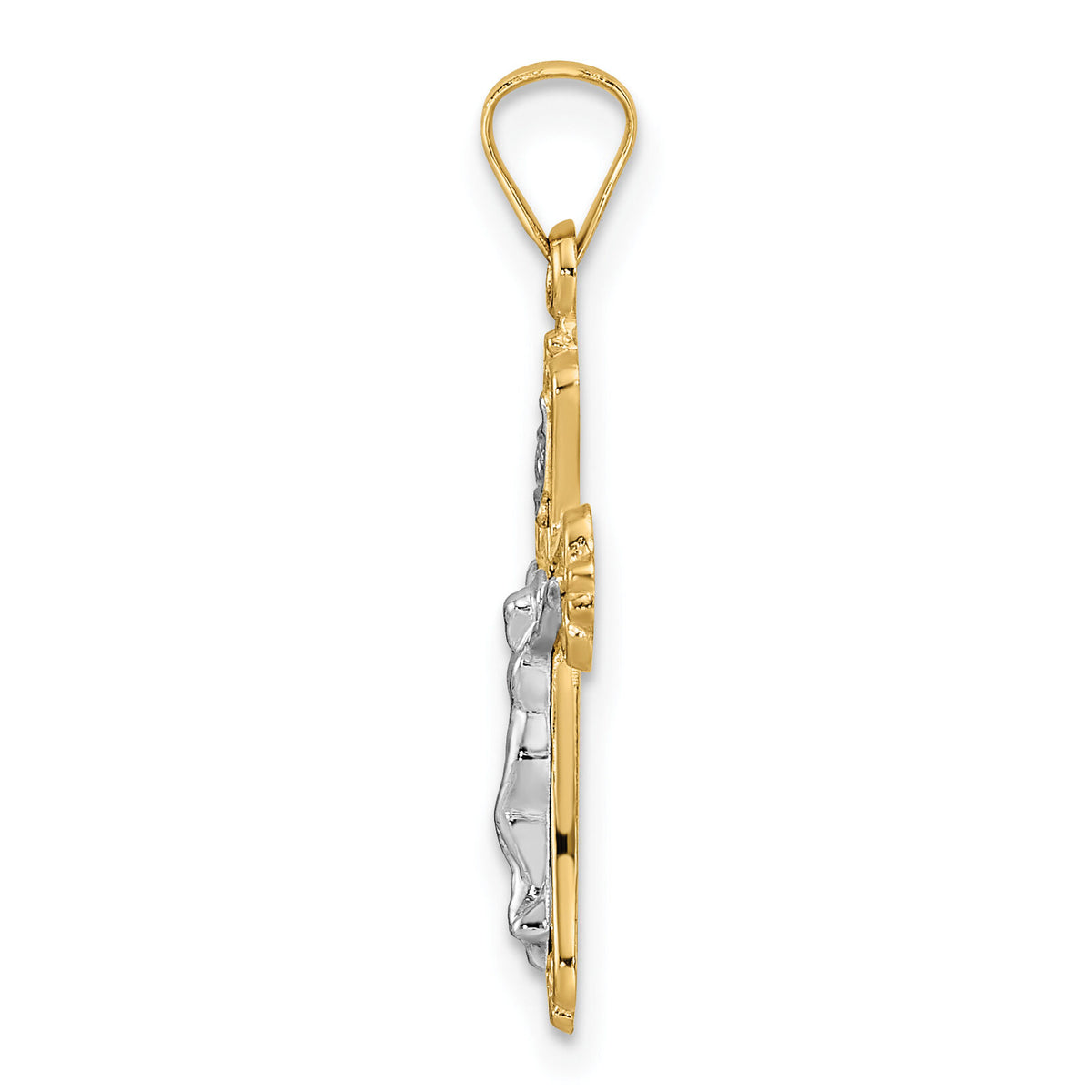 14k Two-tone Polished Solid INRI Crucifix Pendant-XR1869