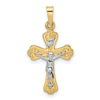 14k Two-tone Polished Solid INRI Crucifix Pendant-XR1869