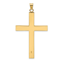 14k Polished and Line Design Solid Cross Pendant-XR1870