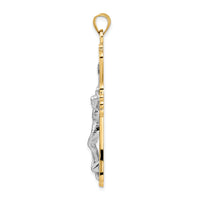 14k Two-tone Polished Solid Fancy INRI Crucifix Pendant-XR1871