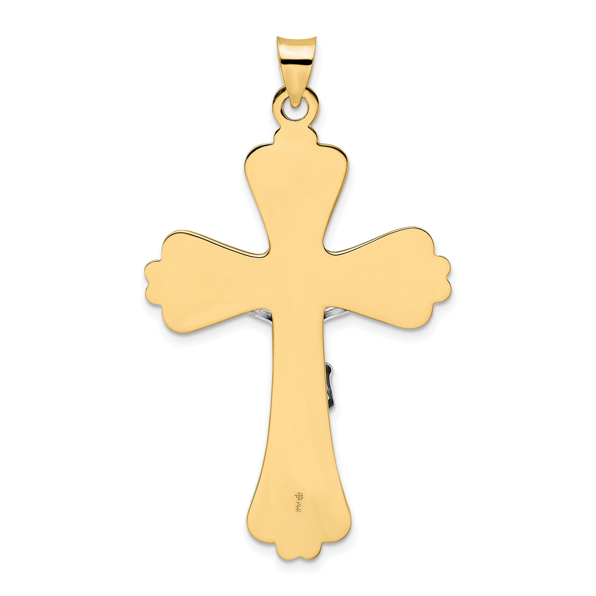 14k Two-tone Polished Solid Fancy INRI Crucifix Pendant-XR1871